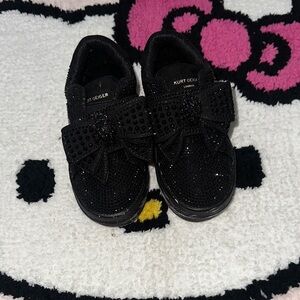 Kurt Geiger Kids Black Glitter Bow Shoes